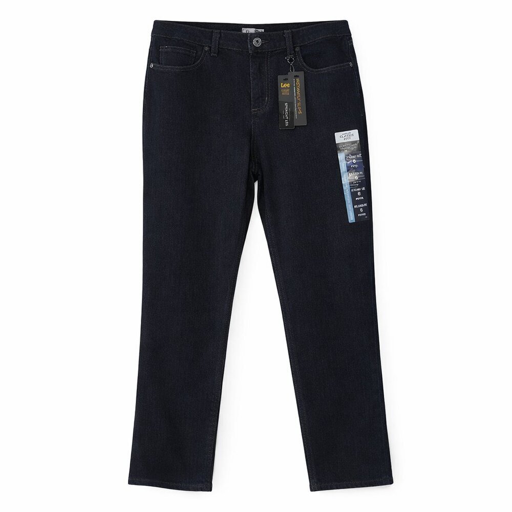 NWT LEE Relaxed Fit Straight Leg High Rise Dark Wash Jeans Size 6 Petite